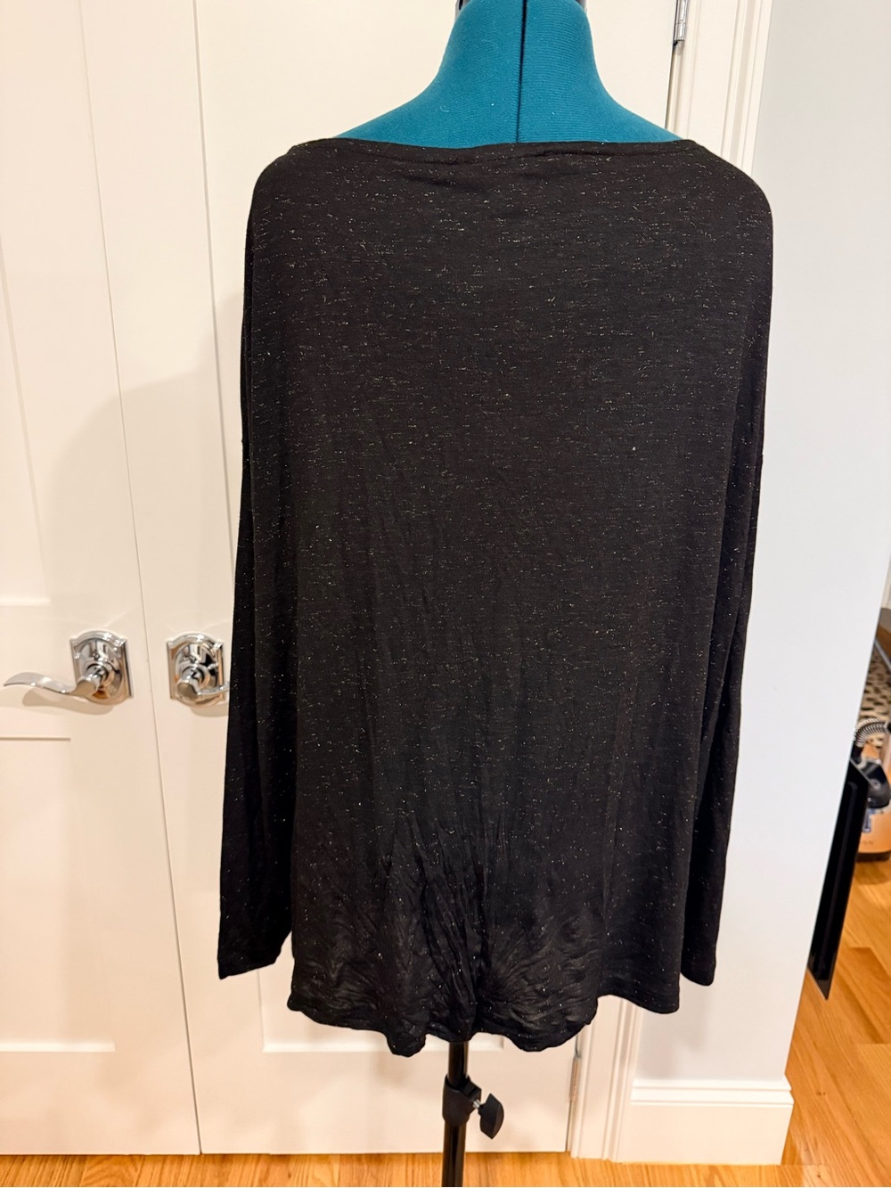 AllSaints Shimmer Black Metallic Speckle Long Sleeve Top - Picture 7 of 12